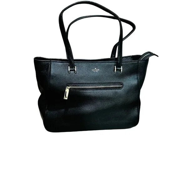 Kate Spade Dharma Hopkins Street Leather Tote Bag zippered - Black - Picture 1 of 4